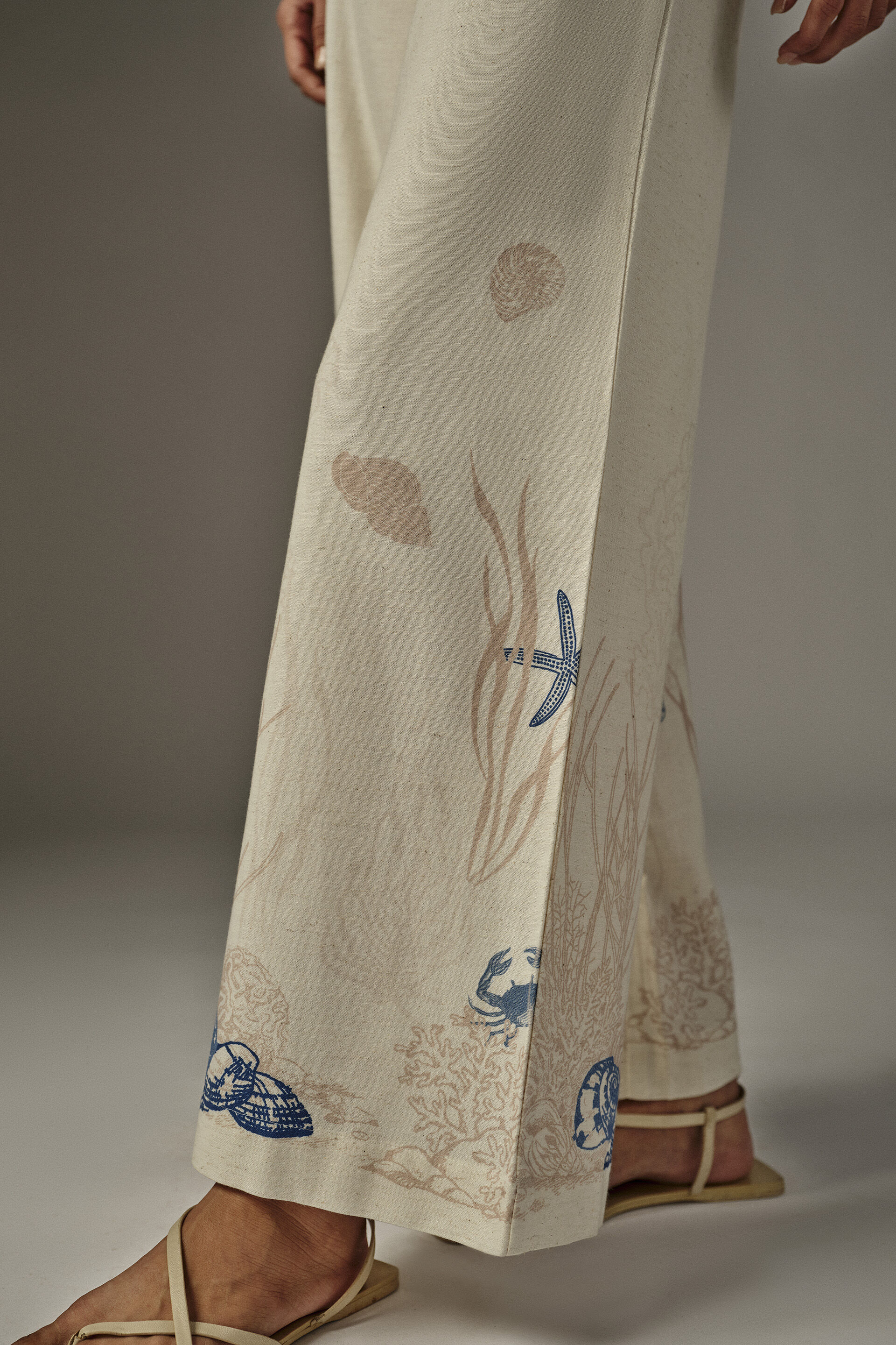 Seashell Embroidered Co-ord in Off White, Off White, image 4